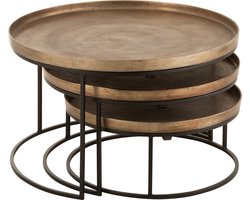 J-Line bijzettafel Rond - aluminium - roest - 3 stuks