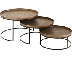 J-Line bijzettafel Rond - aluminium - roest - set van 3