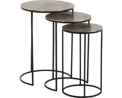 J-Line bijzettafel Rond - aluminium - zwart/grijs - set van 3