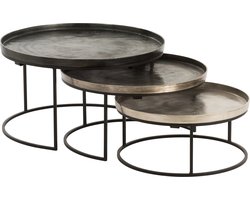J-Line bijzettafel Rond - aluminium - zwart/mix - set van 3