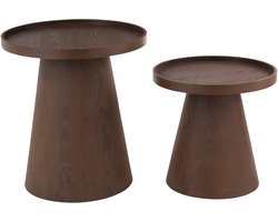 J-Line bijzettafel Rond - hout - bruin - set van 2