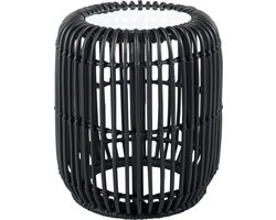 J-Line bijzettafel Rond - jute/glas - mat zwart