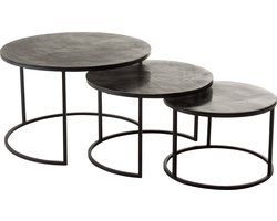 J-Line bijzettafel Rond Oxidize - aluminium/ijzer - zwart/groen - set van 3