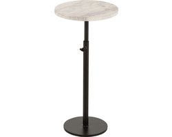 J-Line bijzettafel Rond Verschuifbaar - marmer/ijzer - wit/zwart