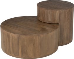 J-Line bijzettafel toge - hout - bruin - 2 stuks