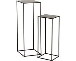 J-Line bijzettafel Vierkant - metaal - zwart - 2 stuks