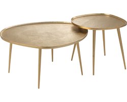 J-Line bijzettafel Vinta - aluminium - goud - set van 2