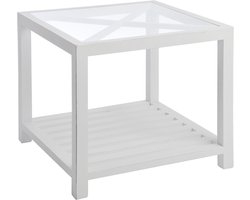 J-Line Bijzettafel Vk Kruis Ht/Gl Wit