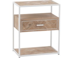 J-Line bijzettafel Zigzag 1 Lade - hout/metaal - naturel/wit