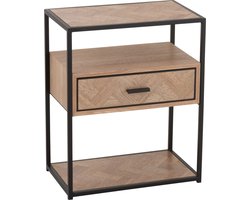 J-line - Bijzettafel Zigzag 1 Lade Hout/metaal Naturel/zwart - 50x30x61cm