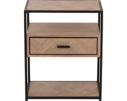 J-Line bijzettafel Zigzag 1 Lade - hout/metaal - naturel/zwart