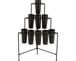 J-Line bloemenstandaard 9 Stuks - metaal - zwart - small - Ø 46 cm