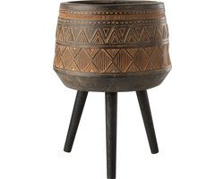 J-Line bloempot 3 Poten Etnisch - magnesium - bruin/beige - Ø 43 cm