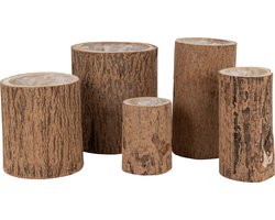 J-Line bloempot Berk - hout - naturel - large - Ø 28 cm