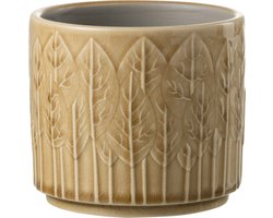 J-Line bloempot Blad - keramiek - beige - small - 2 stuks - Ø 12 cm
