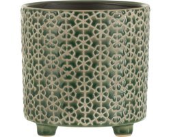 J-Line bloempot Bloem - keramIek - groen - medium - Ø 14 cm