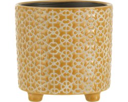 J-Line bloempot Bloem - keramiek - oker - medium - Ø 14 cm