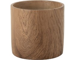 J-Line bloempot Bos - cement - bruin - large - 2 stuks - Ø 18 cm