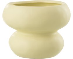 J-Line bloempot Cirkel - porselein - lichtgeel - Ø 19.5 cm