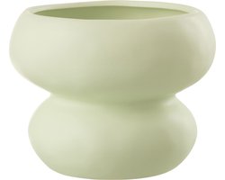 J-Line bloempot Cirkel - porselein - lichtgroen - Ø 19.5 cm