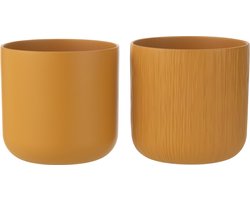 J-Line bloempot Gen - keramiek - oker - extra large - 2 stuks - Ø 20.5 cm