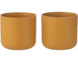 J-Line bloempot Gen - keramiek - oker - small - 2 stuks - Ø 13.5 cm