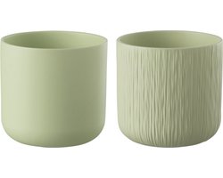 J-Line bloempot Gen - keramiek - pistache - medium - 2 stuks - Ø 15 cm