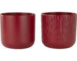 J-Line bloempot Gen - keramiek - rood - extra large - 2 st. - Ø 20.5 cm