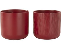 J-Line bloempot Gen - keramiek - rood - large - 2 stuks - Ø 18.5 cm