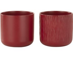 J-Line bloempot Gen - keramiek - rood - medium - 2 stuks - Ø 15 cm