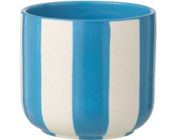 J-Line bloempot Gestreept - keramiek - blauw/wit - large