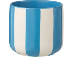 J-Line bloempot Gestreept - keramiek - blauw/wit - medium