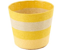 J-Line bloempot Gestreept - papier - geel/naturel - large
