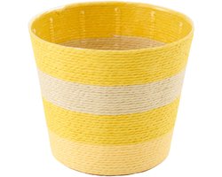 J-Line bloempot Gestreept - papier - geel/naturel - medium