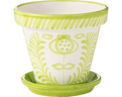 J-Line bloempot Granada Handmade + Painted - keramiek - groen - large - Ø 35 cm