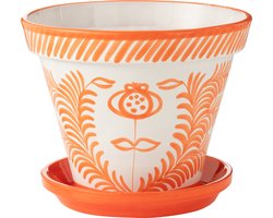 J-Line bloempot Granada Handmade + Painted - keramiek - oranje - extra large - Ø 50 cm