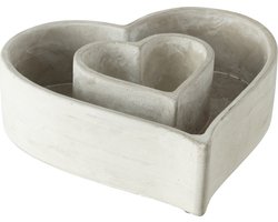 J-Line bloempot Hart In Hart - cement - grijs - Ø 22 cm