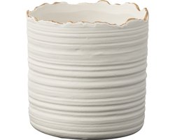 J-Line bloempot Hoog - porselein - wit/goud - small - Ø 13 cm