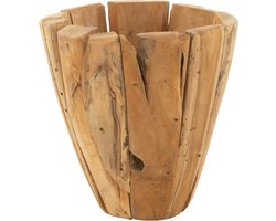 J-Line bloempot Jack Teak - hout - naturel - medium - Ø 35 cm