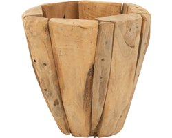 J-Line bloempot Jack Teak - hout - naturel - small - Ø 30 cm