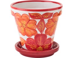 J-Line bloempot - keramiek - oranje/wit - medium