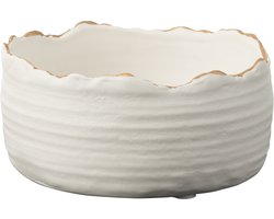 J-Line bloempot Laag - porselein - wit/goud - small - Ø 13.5 cm