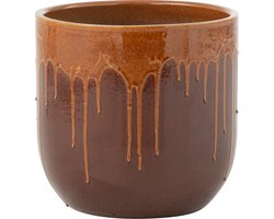 J-Line bloempot Lee - blinkend bruin/oranje - Ø 28 cm