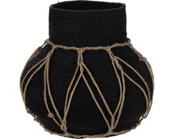 J-Line bloempot Marie - zeegras - zwart - Ø 21 cm