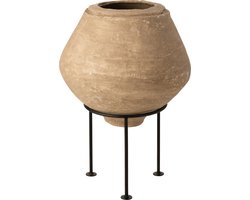 J-Line bloempot Op Voet Chad - papier mache - bruin - Ø 51 cm