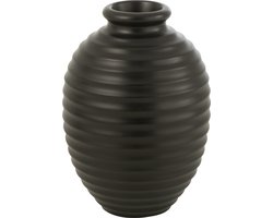 J-Line bloempot Ovaal - keramiek - zwart - small - Ø 35 cm