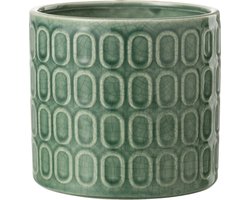 J-Line bloempot Ovaal Patroon - keramiek - groen - large - Ø 17 cm