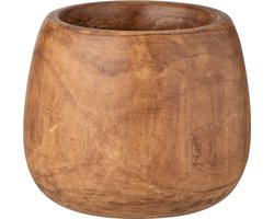 J-Line bloempot Paulownia - hout - bruin - Ø 22.5 cm