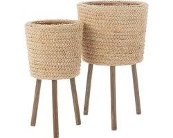 J-Line bloempot Rond - multiplex - naturel - 2 stuks - Ø 40 cm