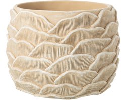 J-Line bloempot Rond Reliëf - cement - beige - large - Ø 26.5 cm